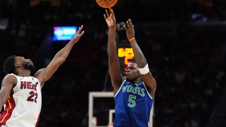 Anthony Edwards on the court, focused during a basketball game